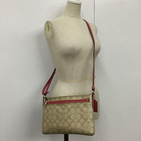 コーチ COACH ショルダーバッグ ショルダーバッグ F58316 シグネチャー ロゴ、文字 ベージュ / ベージュ / X 桃 / ピンク /  レディース USED 古着 中古 10105768