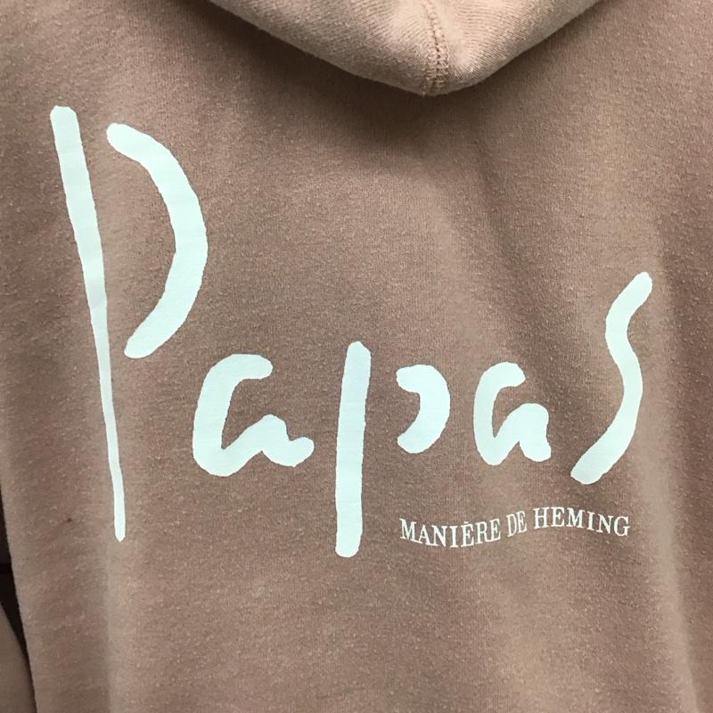 パパス PAPAS パーカー 長袖 L ロゴ、文字 桃 / ピンク /  メンズ USED 古着 中古 10123501