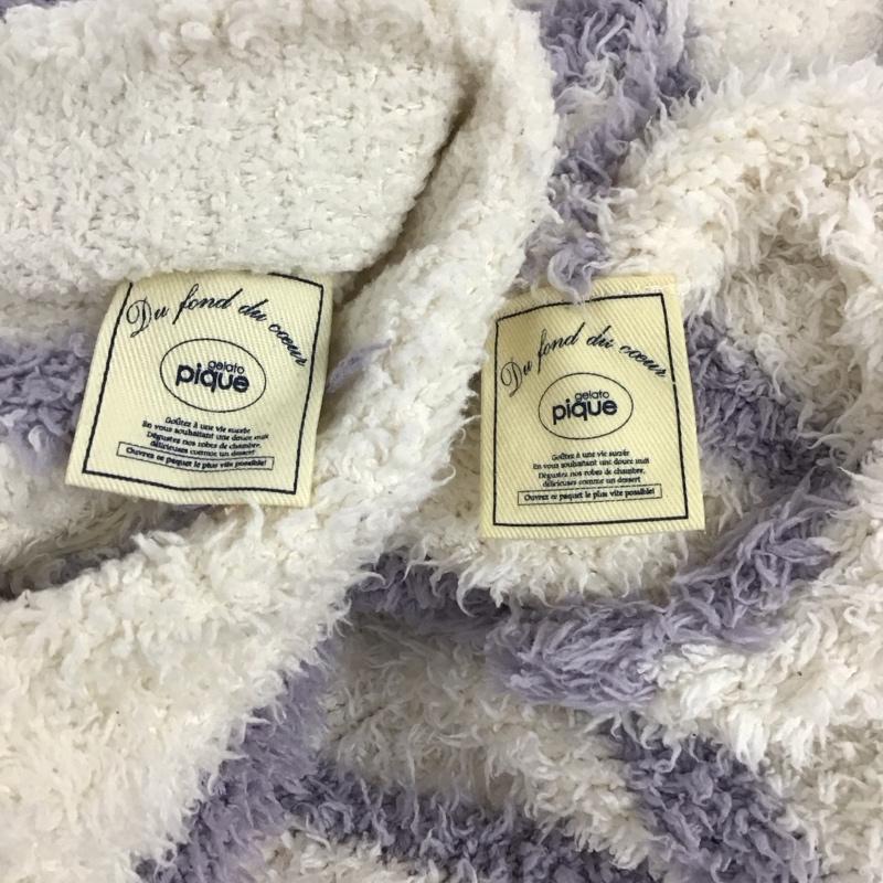 ジェラートピケ gelato pique セットアップ セットアップ セットアップ ルームウェア ジップアップパーカー ショートパンツ FREE ボーダー柄 白 / ホワイト / X 紫 / パープル /  レディース USED 古着 中古 10134114