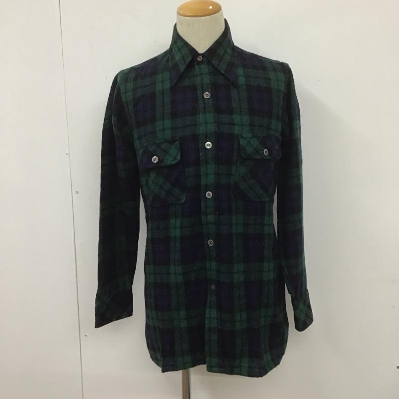 古着 USED シャツ、ブラウス 長袖 ワークシャツ キャラクター 黒 / ブラック / X 緑 / グリーン / X 紺 / ネイビー /  メンズ USED 古着 中古 10107048