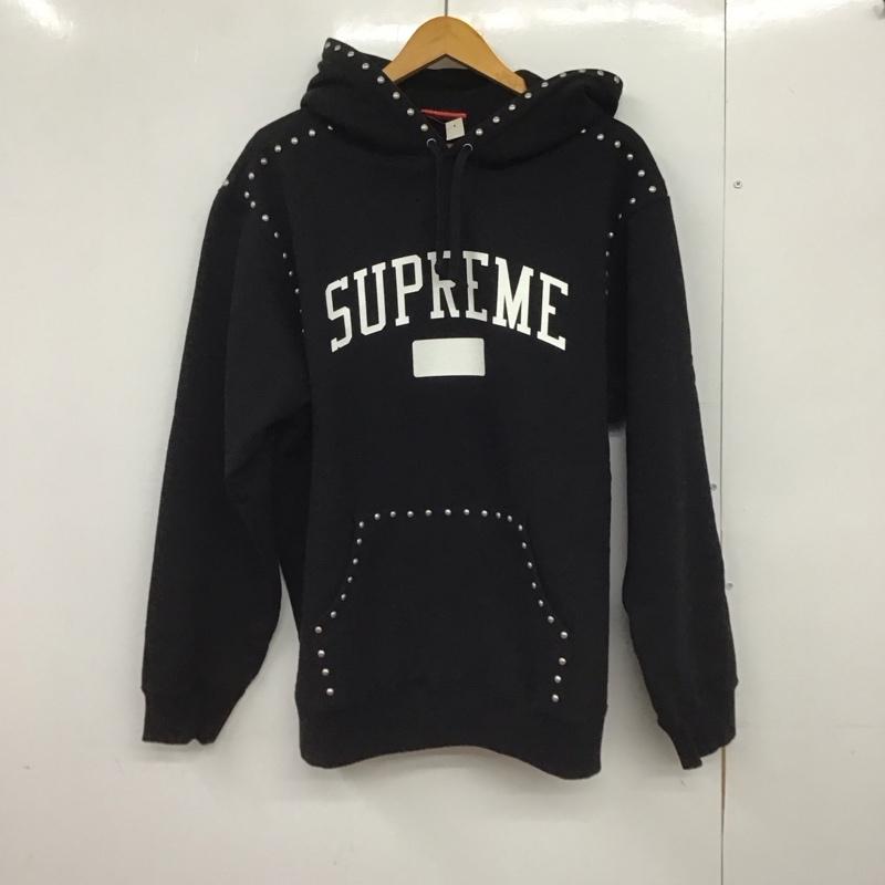 シュプリーム Supreme パーカー 長袖 18AW StuddedHoodedSweatshirt プルオーバーパーカー L ロゴ、文字 黒 / ブラック /  メンズ USED 古着 中古 10147555
