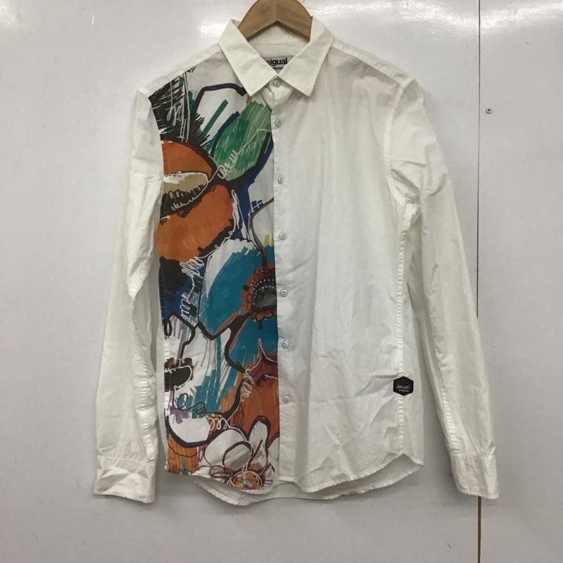 デシグアル Desigual シャツ、ブラウス 長袖 長袖シャツ プリントシャツ カラーシャツ S プリント 白 / ホワイト /  メンズ USED 古着 中古 10147979