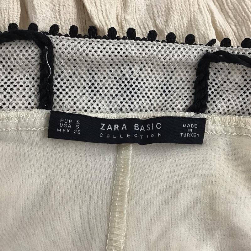 ザラベーシック ZARA BASIC ワンピース ひざ丈スカート 3633 057 070 ギャザー S 刺繍 黒 / ブラック / X ベージュ / ベージュ /  レディース USED 古着 中古 10123081