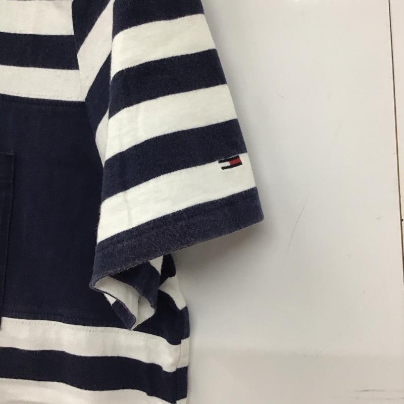 トミー ジーンズ TOMMY JEANS Tシャツ 半袖 L ボーダー柄 白 / ホワイト / X 紺 / ネイビー /  メンズ USED 古着 中古 10134830