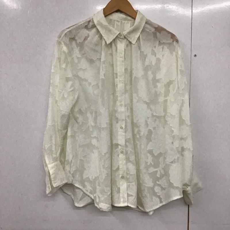 ローリーズファーム LOWRYS FARM シャツ、ブラウス 長袖 長袖シャツ シースルーシャツ カラーシャツ FREE 総柄 白 / ホワイト /  レディース USED 古着 中古 10142678
