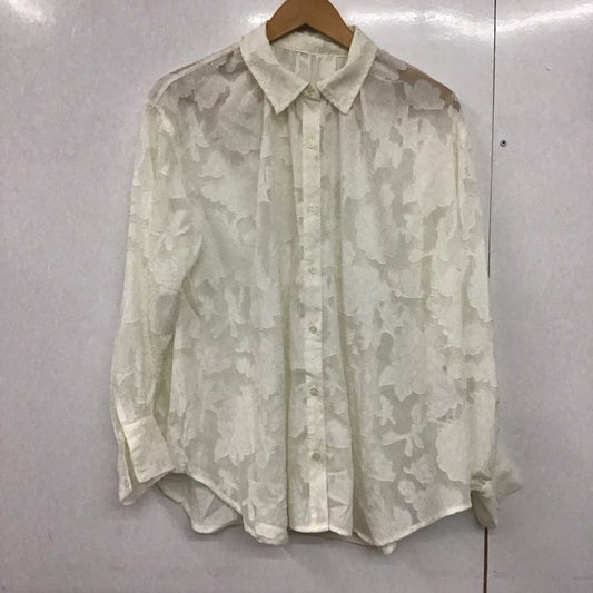 ローリーズファーム LOWRYS FARM シャツ、ブラウス 長袖 長袖シャツ シースルーシャツ カラーシャツ FREE 総柄 白 / ホワイト /  レディース USED 古着 中古 10142678