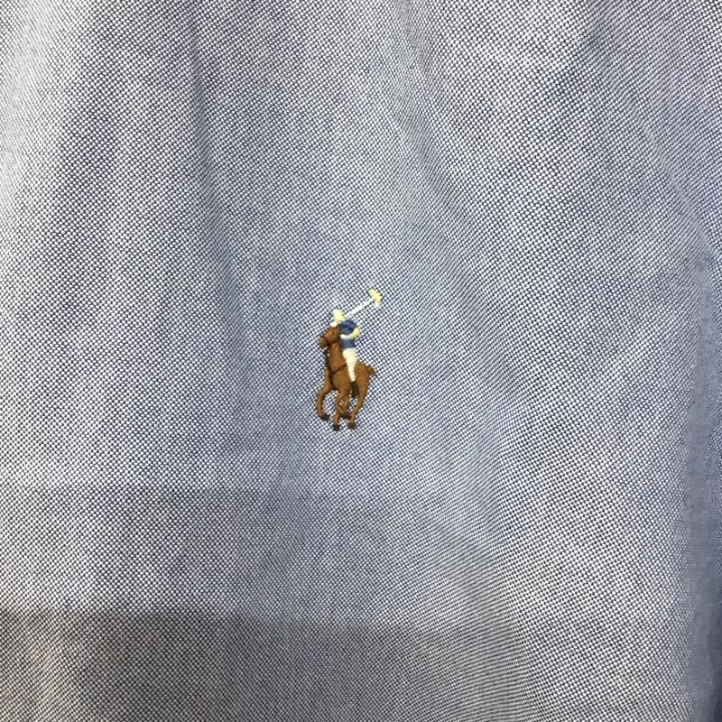 ラルフローレン RALPHLAUREN シャツ、ブラウス 長袖 長袖シャツ 無地シャツ カラーシャツ ボタンダウンシャツ ロゴ、文字 水色 / ライトブルー /  メンズ USED 古着 中古 10129477