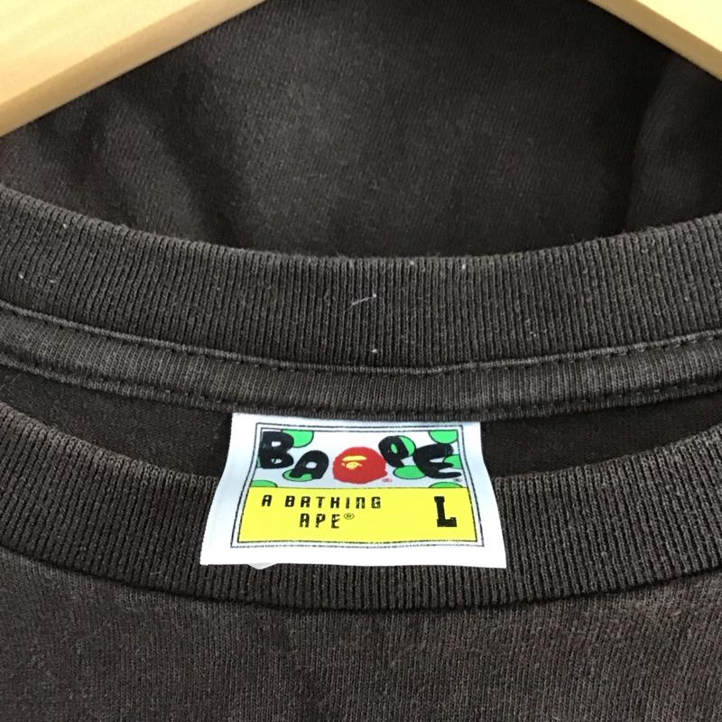 アベイシングエイプ A BATHING APE Tシャツ 半袖 半袖カットソー プリントTシャツ クルーネックカットソー L ロゴ、文字 茶 / ブラウン /  メンズ USED 古着 中古 10132086