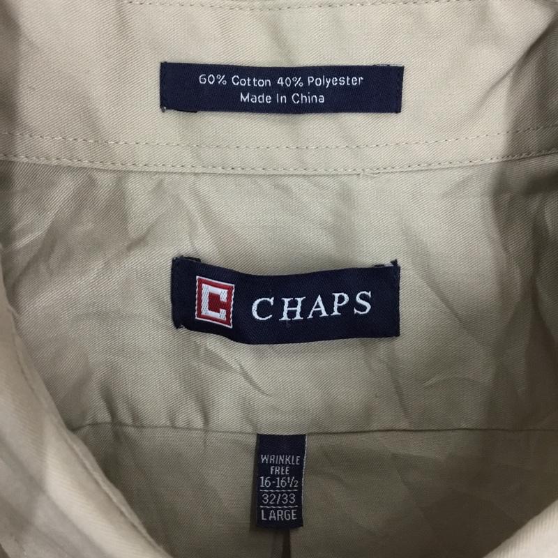チャップス CHAPS シャツ、ブラウス 長袖 ボタンダウン L 無地 ベージュ / ベージュ /  メンズ USED 古着 中古 10116093