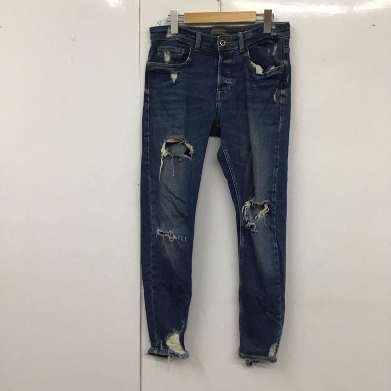 ザラメン ZARA MAN パンツ デニム、ジーンズ デニムパンツ スリムパンツ カジュアルパンツ ストレッチパンツ 40インチ ダメージ加工 インディゴ / インディゴ /  メンズ USED 古着 中古 10129510