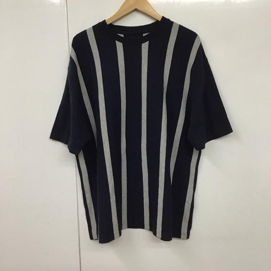 ビームス BEAMS Tシャツ 半袖 半袖カットソー プリントTシャツ クルーネックカットソー S ストライプ 灰 / グレー / X 紺 / ネイビー /  メンズ USED 古着 中古 10130575
