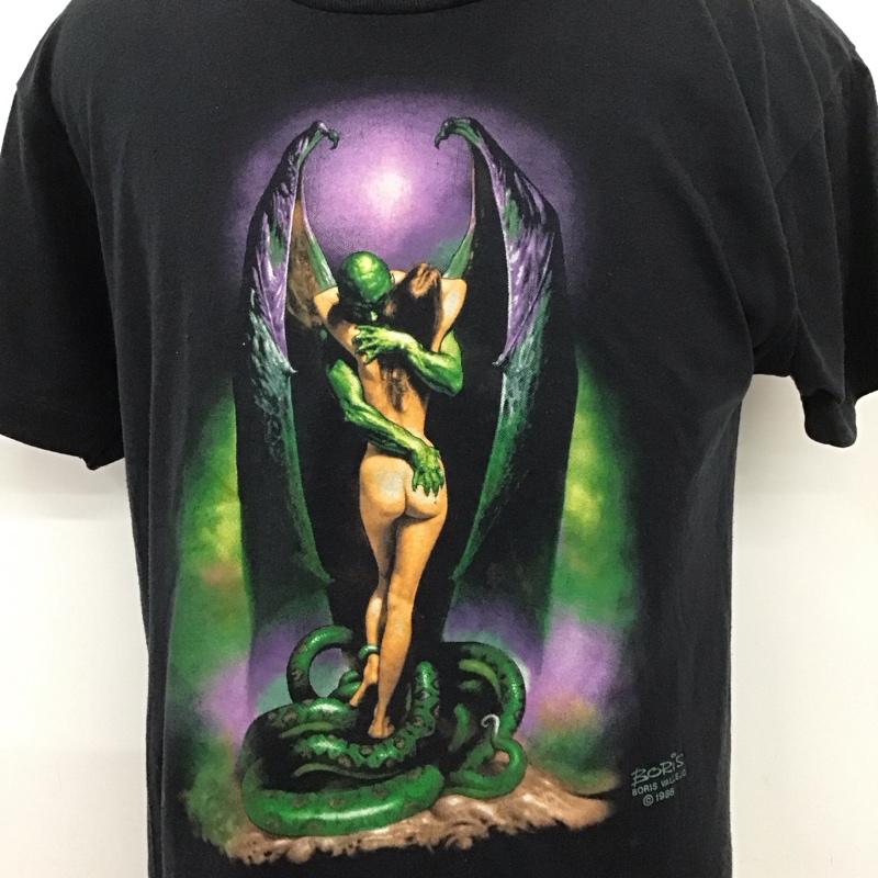 古着 USED Tシャツ 半袖 1986年 コピーライト BORIS VALLEJO L プリント 黒 / ブラック / X 黒 / ブラック /  メンズ USED 古着 中古 10102407