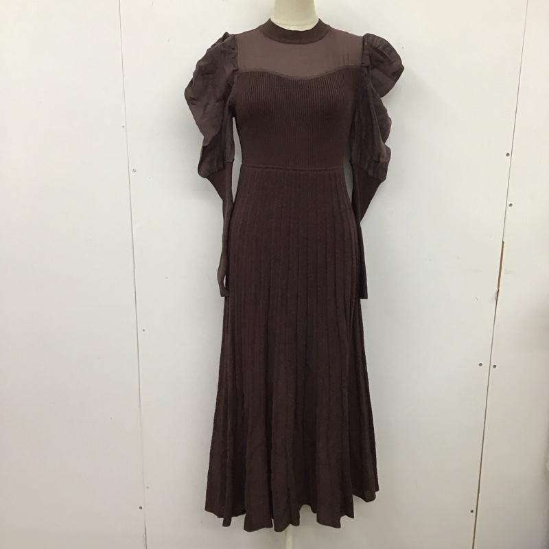 マーキュリーデュオ MERCURYDUO ワンピース ロングスカート 002250301101-01 異素材ドレープロングスリーブニットワンピース S 無地 茶 / ブラウン /  レディース USED 古着 中古 10120764