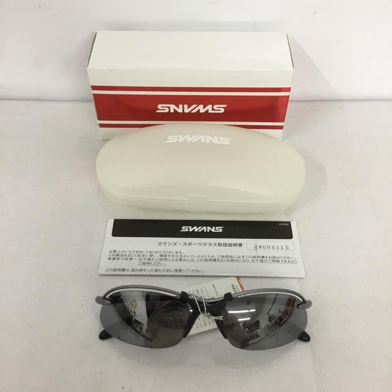 スワンズ Swans めがね・サングラス サングラス SA-505 エアレス ウェイブ 箱有 ロゴ、文字 黒 / ブラック / X 銀 / シルバー /  メンズ USED 古着 中古 10140844