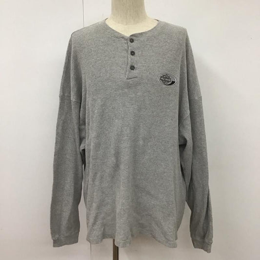 ハーレーダビッドソン Harley-Davidson カットソー 長袖 長袖カットソー ヘンリーネックカットソー 長袖Tシャツ ロングスリーブカットソー 古着 ロゴ、文字 灰 / グレー /  メンズ USED 古着 中古 10107732