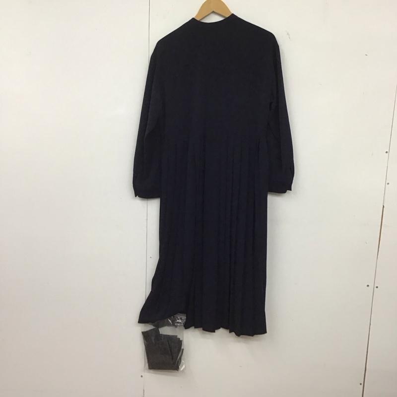 シップス SHIPS ワンピース ロングスカート 724-50-0051 ウォッシャブル ジョーゼット プリーツ ロングスリーブワンピース FREE 無地 紺 / ネイビー /  レディース USED 古着 中古 10142231