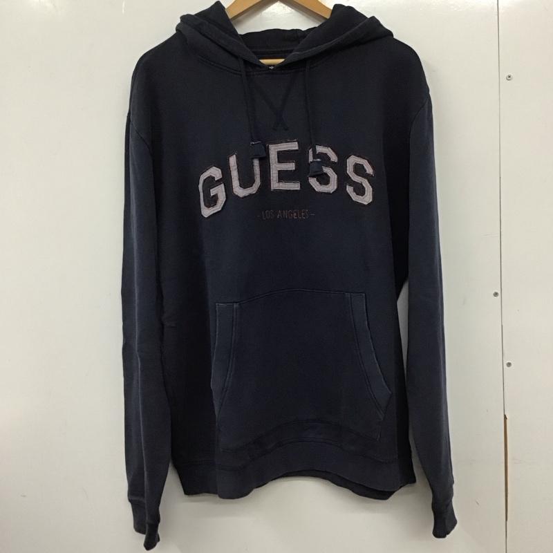ゲス Guess パーカー 長袖 長袖パーカー プルオーバーパーカー スウェット XL ロゴ、文字 紺 / ネイビー /  メンズ USED 古着 中古 10137052