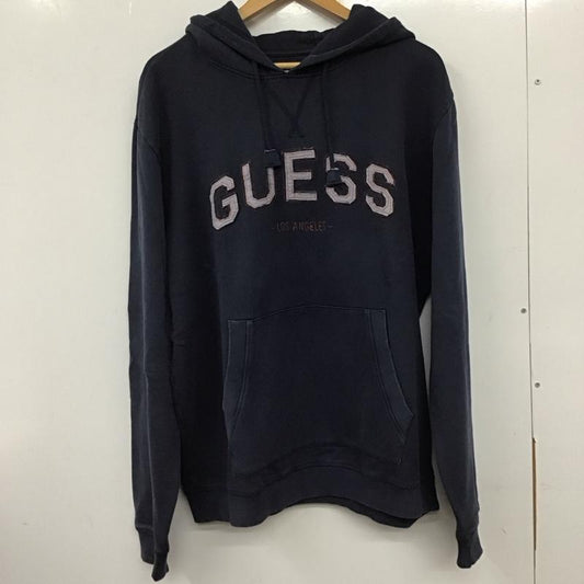 ゲス Guess パーカー 長袖 長袖パーカー プルオーバーパーカー スウェット XL ロゴ、文字 紺 / ネイビー /  メンズ USED 古着 中古 10137052