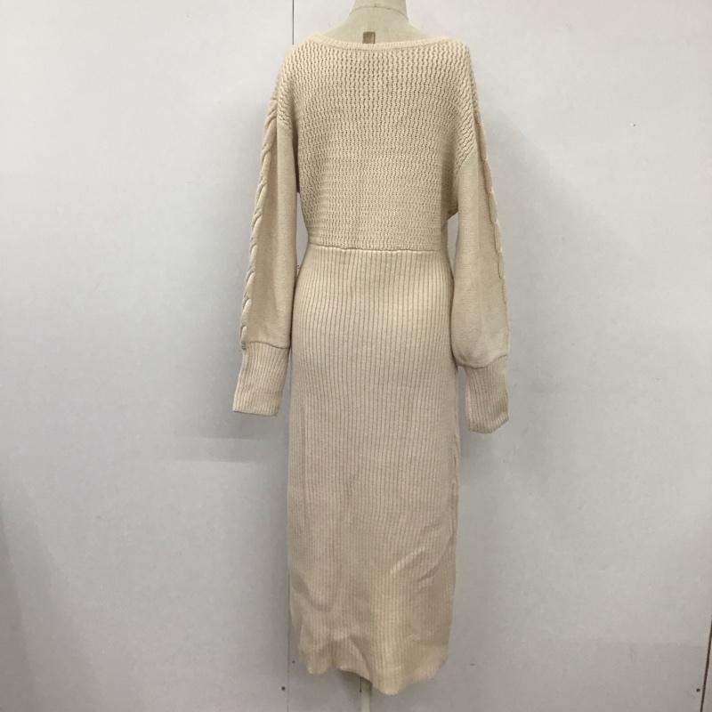 マウジー MOUSSY ワンピース ロングスカート 010EAH70-6720 CABLE SLEEVE KNIT DRESS ケーブル編み ニットワンピース FREE 無地 アイボリー / アイボリー /  レディース USED 古着 中古 10112167
