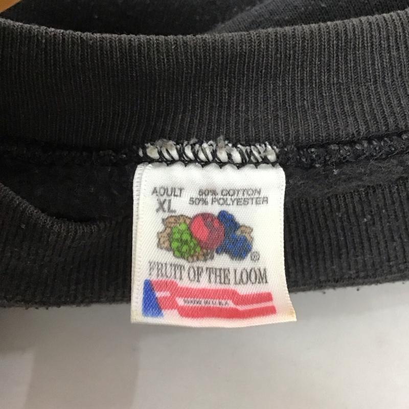 フルーツオブザルーム FRUIT OF THE LOOM トレーナー 長袖 長袖トレーナー スウェット クルーネック プルオーバー XL プリント 黒 / ブラック /  メンズ USED 古着 中古 10137042