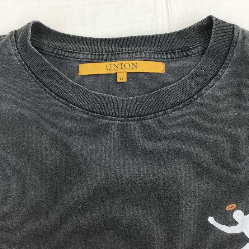 ユニオン UNION カットソー 長袖 M ロゴ、文字 チャコールグレー / チャコールグレー /  メンズ USED 古着 中古 10145811