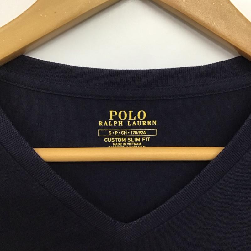 ポロラルフローレン POLO RALPH LAUREN Tシャツ 半袖 半袖カットソー プリントTシャツ Vネックカットソー S ロゴ、文字 紺 / ネイビー /  メンズ USED 古着 中古 10145056