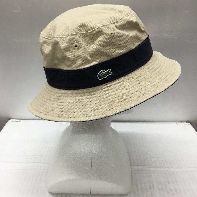 ラコステ LACOSTE 帽子 ハット バケットハット リバーシブル ワンポイント 紺 / ネイビー / X ベージュ / ベージュ /  メンズ USED 古着 中古 10107892