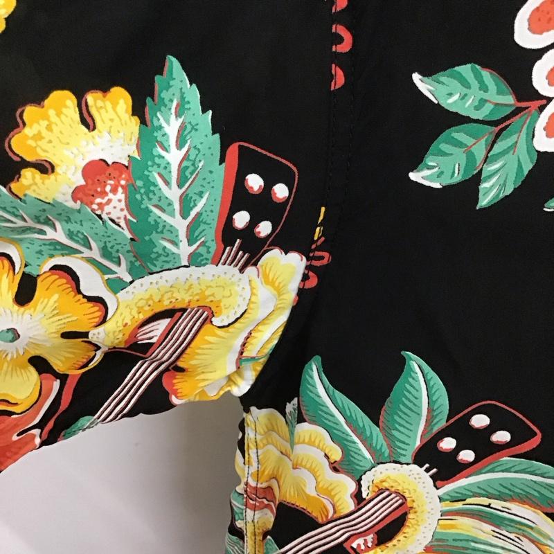 サンサーフ SUN SURF シャツ、ブラウス 半袖 SS38565 アロハシャツ マッキントッシュ ウクレレ 半袖シャツ XL プリント 黒 / ブラック /  メンズ USED 古着 中古 10106769