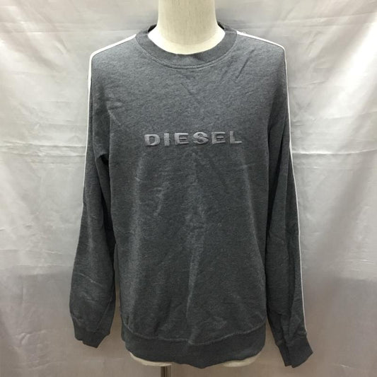 ディーゼル DIESEL トレーナー 長袖 長袖トレーナー スウェット クルーネック リブスウェットカットソー M ロゴ、文字 灰 / グレー /  メンズ USED 古着 中古 10118657