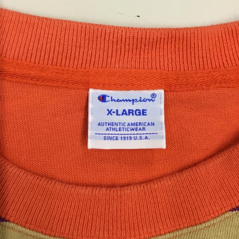 チャンピオン Champion カットソー 長袖 C3-Q410 マルチボーダー XL ロゴ、文字 マルチカラー / マルチカラー /  メンズ USED 古着 中古 10119839