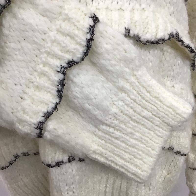 ザラ ZARA ニット、セーター 長袖 6771 121 712 ラメ糸 フリル クルーネック S 無地 白 / ホワイト / X 黒 / ブラック /  レディース USED 古着 中古 10122642