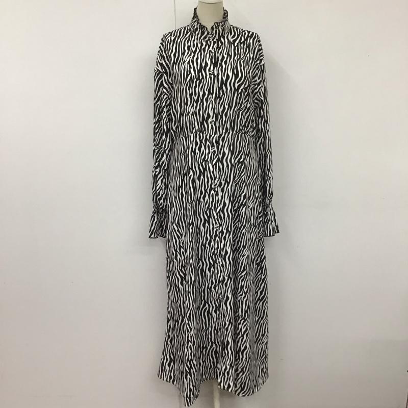 ジュエティ jouetie ワンピース ロングスカート 082150300601-01 スタンドカラー 長袖 M ゼブラ柄 黒 / ブラック / X 白 / ホワイト /  レディース USED 古着 中古 10110971