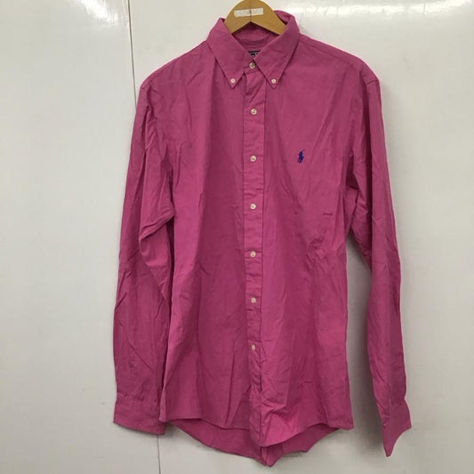 ポロバイラルフローレン Polo by RALPH LAUREN シャツ、ブラウス 長袖 長袖シャツ 無地シャツ カラーシャツ ボタンダウンシャツ M ロゴ、文字 桃 / ピンク /  メンズ USED 古着 中古 10130808