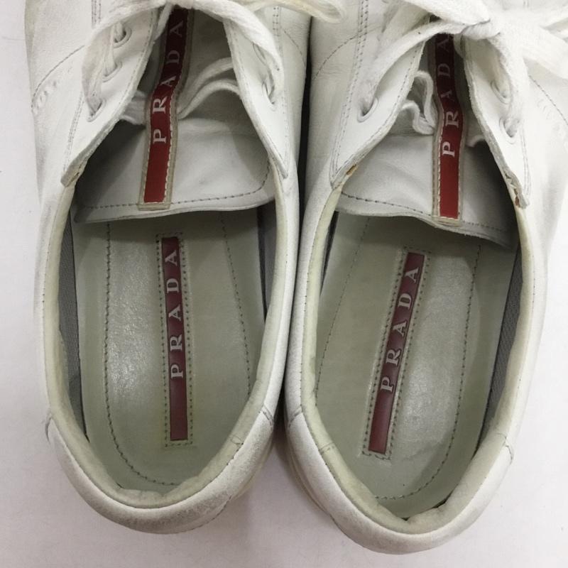 プラダ PRADA スニーカー スニーカー 4E 2860 8 レザー FREE ロゴ、文字 白 / ホワイト /  メンズ USED 古着 中古 10149821