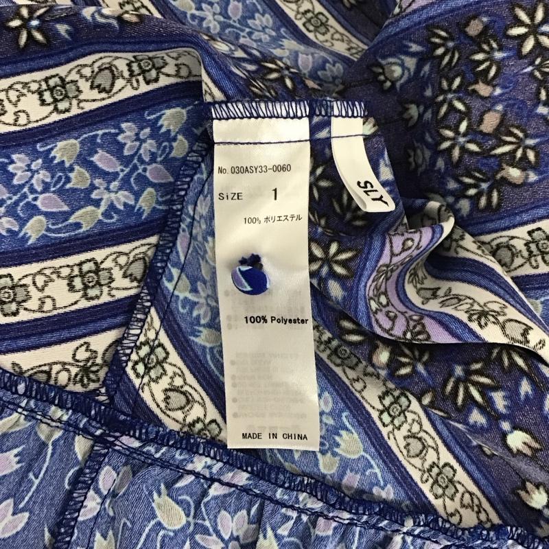 スライ SLY ワンピース ロングスカート 030ASY33-0060 長袖 Vネック エスニック 1 総柄 青 / ブルー /  レディース USED 古着 中古 10112338