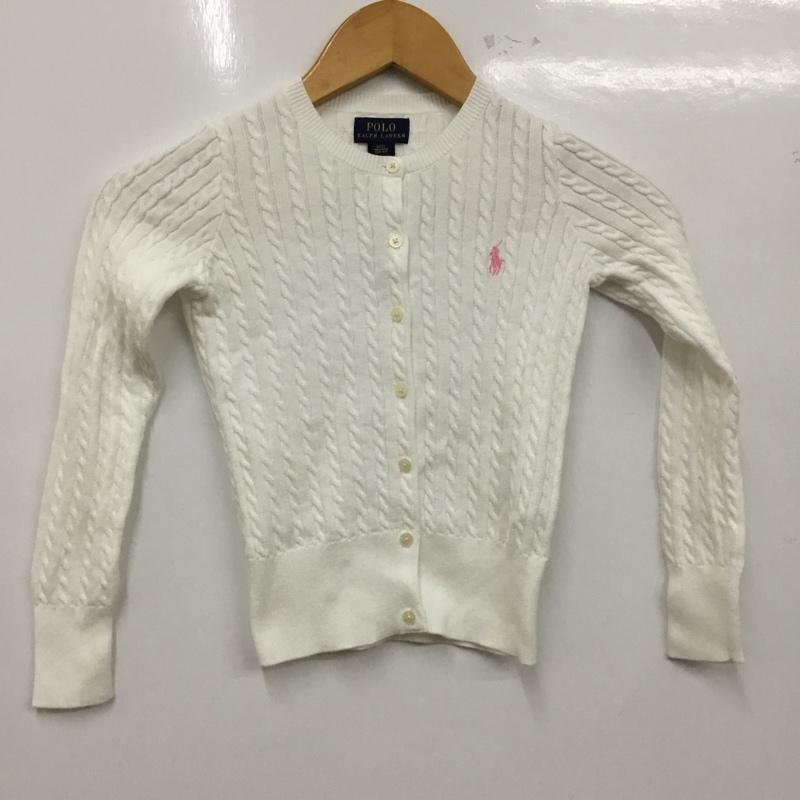 ポロラルフローレン POLO RALPH LAUREN カーディガン 長袖 長袖カーディガン 長袖カットソー ノーカラージャケット 前開カーディガン S ロゴ、文字 白 / ホワイト /  ガールズ USED 古着 中古 10116540