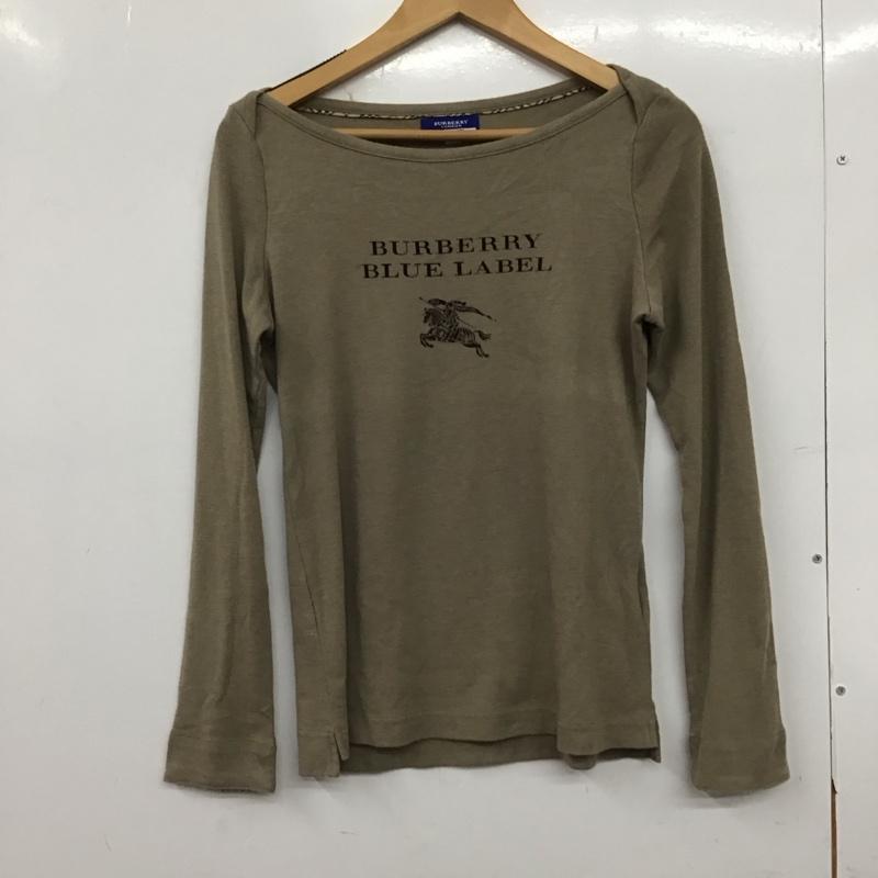 バーバリーブルーレーベル BURBERRY BLUE LABEL カットソー 長袖 38 プリント X ロゴ、文字 ベージュ / ベージュ /  レディース USED 古着 中古 10151201
