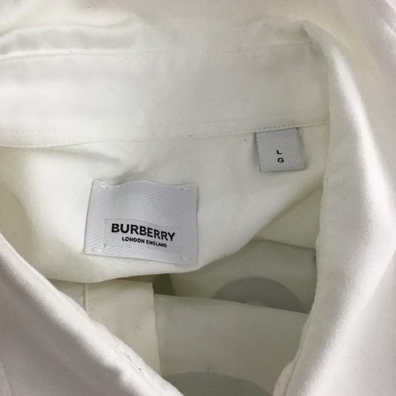 バーバリーロンドン Burberry London シャツ、ブラウス 長袖 長袖シャツ カジュアルシャツ カラーシャツ プリントシャツ L ロゴ、文字 白 / ホワイト /  メンズ USED 古着 中古 10111094