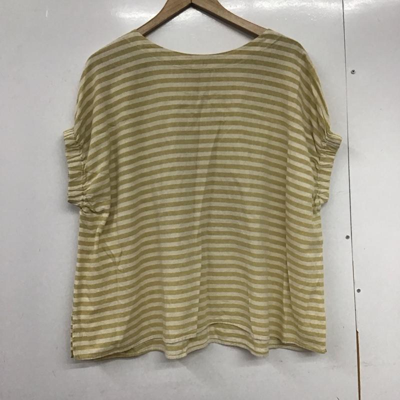 サマンサモスモス Samansa Mos2 カットソー 半袖 ノースリーブカットソー クルーネック ボーダー FREE ボーダー柄 白 / ホワイト / X 黄 / イエロー /  メンズ USED 古着 中古 10132653