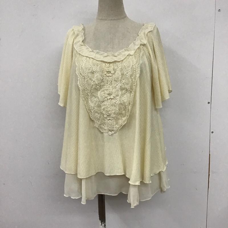 アクシーズファム axes femme カットソー 半袖 半袖カットソー レース クルーネックカットソー フレア M 無地 白 / ホワイト /  レディース USED 古着 中古 10107709
