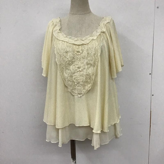 アクシーズファム axes femme カットソー 半袖 半袖カットソー レース クルーネックカットソー フレア M 無地 白 / ホワイト /  レディース USED 古着 中古 10107709