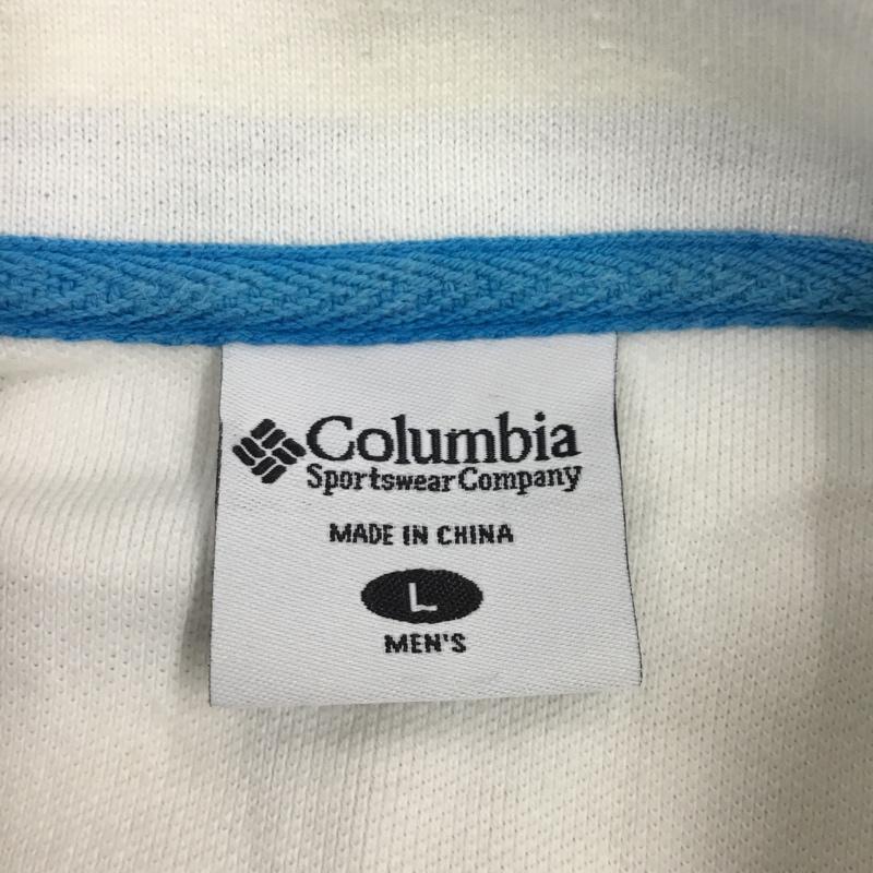 コロンビア Columbia ポロシャツ 半袖 半袖ポロシャツ カラーシャツ 半袖カットソー アウトドア L ロゴ、文字 白 / ホワイト /  メンズ USED 古着 中古 10109353