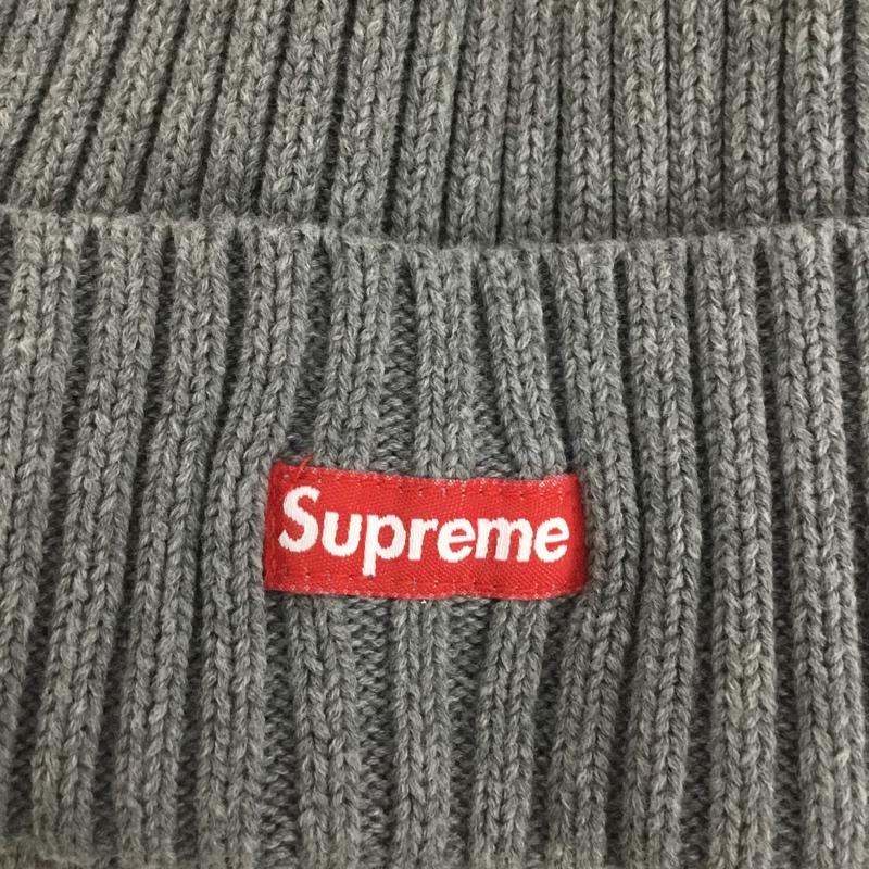 シュプリーム Supreme 帽子 ニット帽 ボンボン コットン ボックスロゴ リブ 12AW ロゴ、文字 灰 / グレー /  メンズ USED 古着 中古 10124278