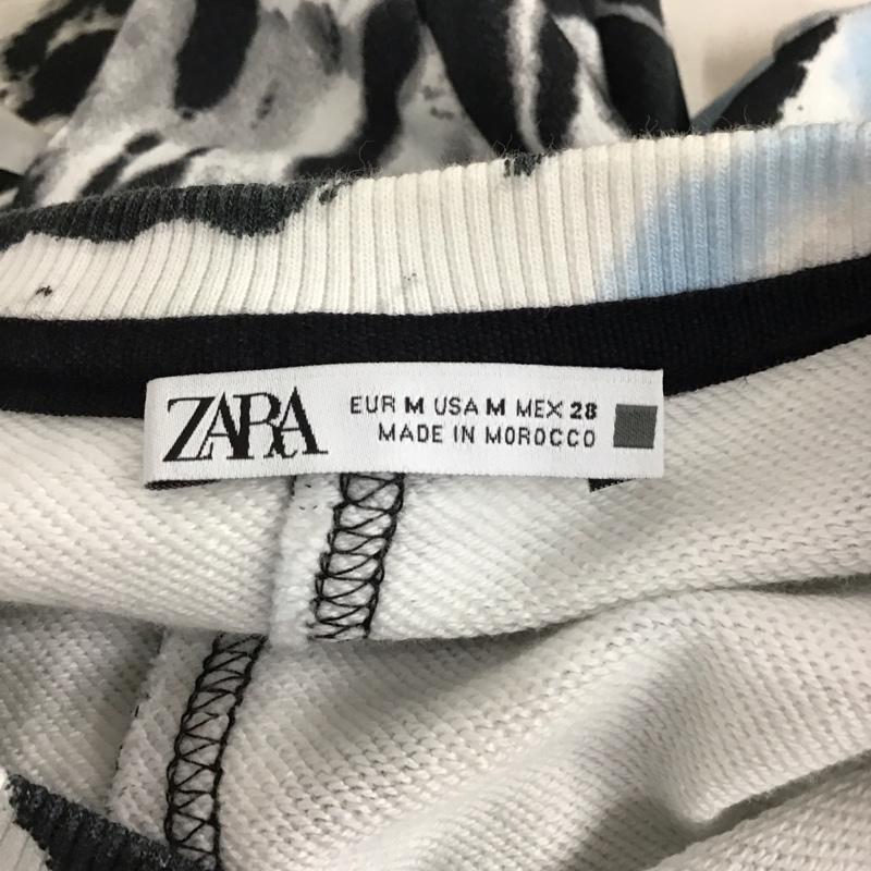 ザラ ZARA トレーナー 長袖 スウェット クルーネック M 総柄 白 / ホワイト / X 黒 / ブラック / X 水色 / ライトブルー /  レディース USED 古着 中古 10119604