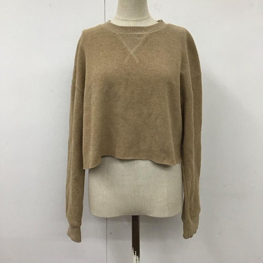 ザラ ZARA カットソー 長袖 5039 739 743 クロップド丈 スウェット M 無地 ベージュ / ベージュ /  レディース USED 古着 中古 10121128