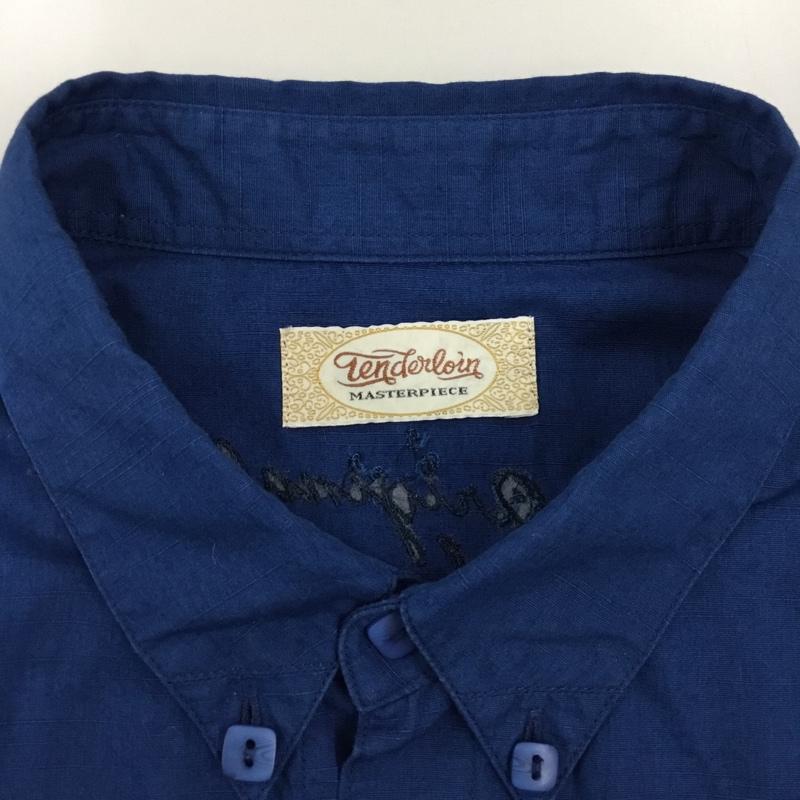 テンダーロイン TENDERLOIN シャツ、ブラウス 半袖 M 無地 X 刺繍 青 / ブルー /  メンズ USED 古着 中古 10112808