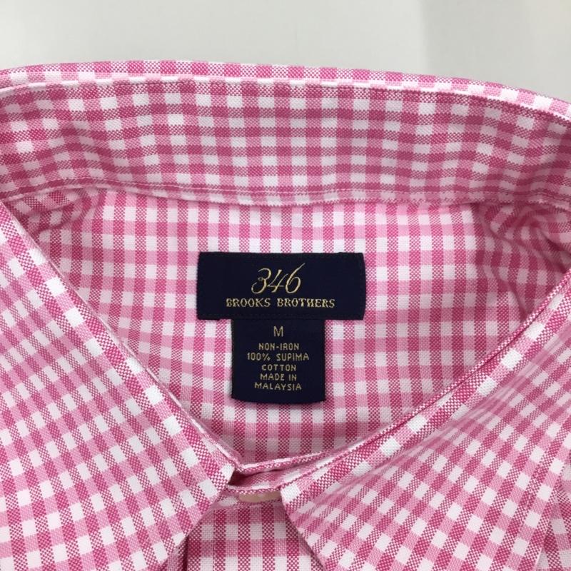 ブルックスブラザーズ BROOKS BROTHERS シャツ、ブラウス 半袖 ボタンダウン チェック M ワンポイント 白 / ホワイト / X 桃 / ピンク /  メンズ USED 古着 中古 10111593