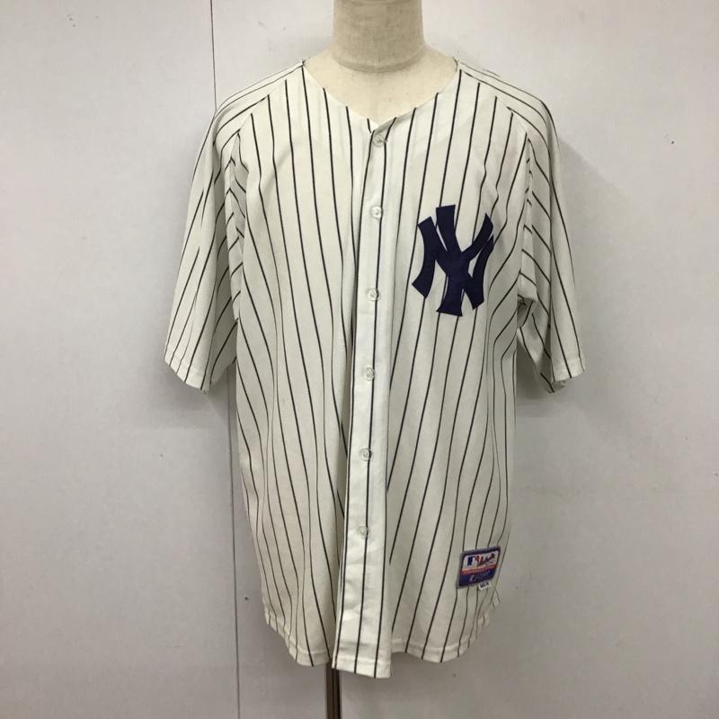 マジェスティック MAJESTIC シャツ、ブラウス 半袖 半袖シャツ ノーカラーシャツ 半袖カットソー ストライプシャツ ロゴ、文字 白 / ホワイト /  メンズ USED 古着 中古 10119132