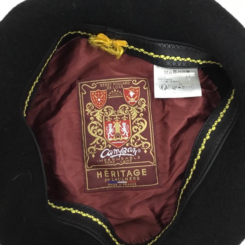 ヘリテイジ HERITAGE 帽子 ベレー帽 フランス製 LAULHERE CAMPAN ウール ワンポイント 黒 / ブラック /  メンズ USED 古着 中古 10143659