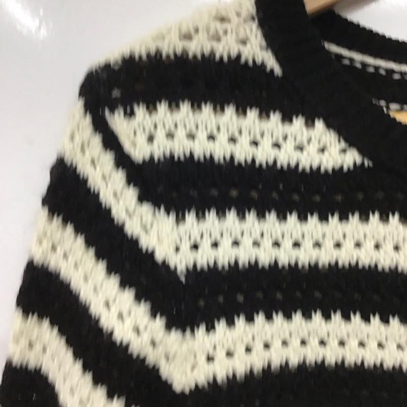 ザラ ZARA カーディガン 長袖 160cm ボーダー柄 白 / ホワイト / X 黒 / ブラック /  ガールズ USED 古着 中古 10139985